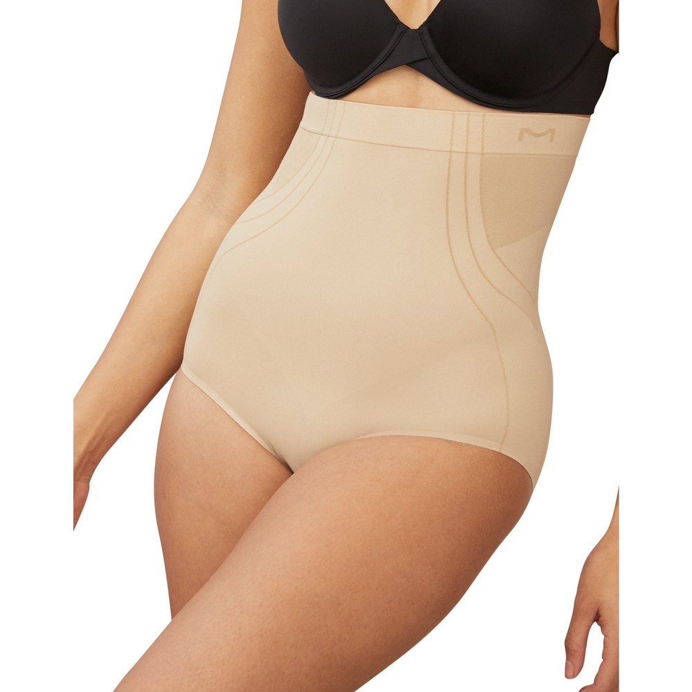Maidenform High Waist Brief Beige, Nylon Blend, M